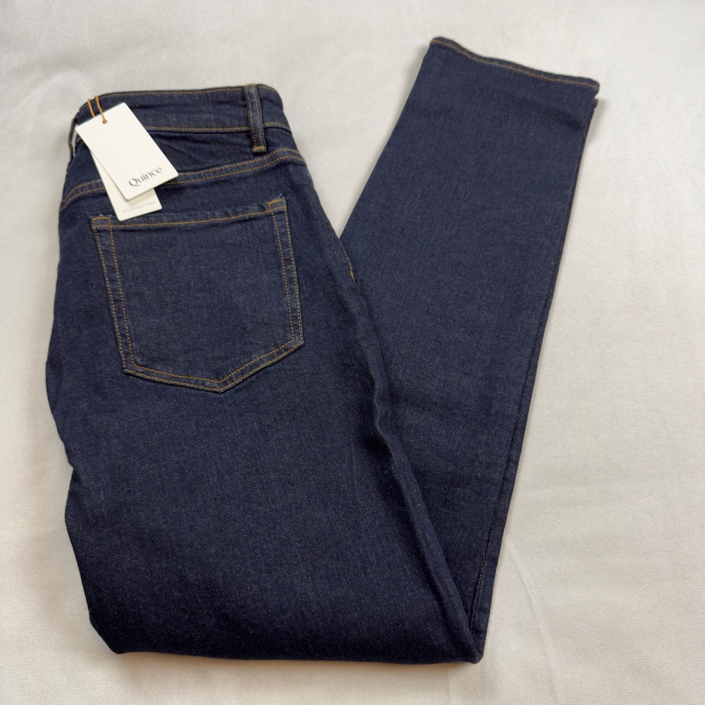 Quince Warren Stretch Slim Straight Jeans Clean Rinse Mens 32x32 Indigo Blue NWT